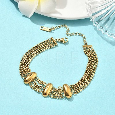304 Stainless Steel Multi-strand Curb Chain Bracelets BJEW-F533-02E-G-1