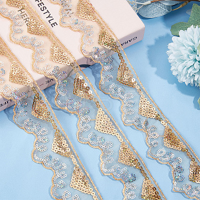 Waved Polyester Lace Trim OCOR-WH0070-14B-1