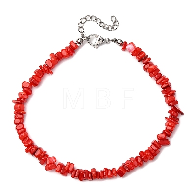 Dyed Natural Freshwater Shell Nuggets Beaded Anklets AJEW-AN00746-01-1