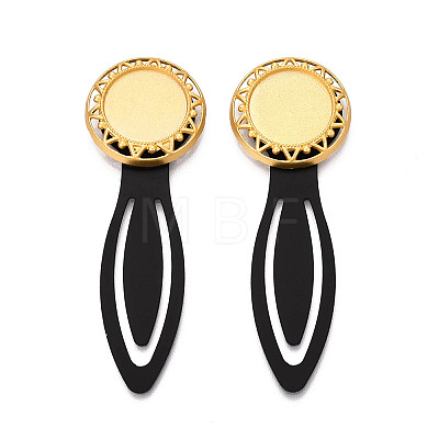 Alloy & Iron Bookmark Cabochon Settings PALLOY-N184-05G-1