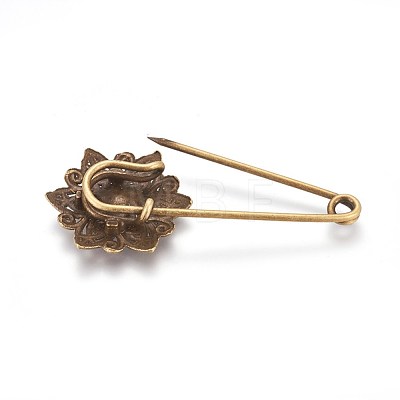 Tibetan Style Alloy Safety Brooches X-JEWB-WH0008-11AS-1