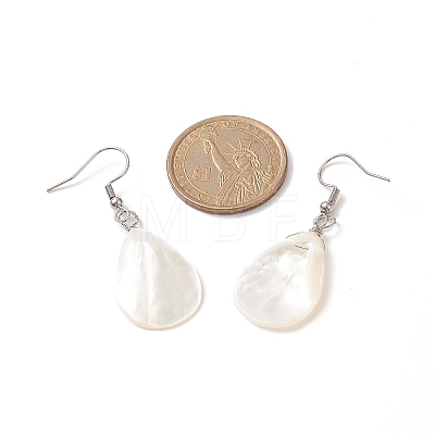 Teardrop Natural Trochid Shell Dangle Earrings EJEW-JE05185-1