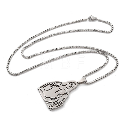 304 Stainless Steel Religion Pendant Necklaces NJEW-Z058-05P-1