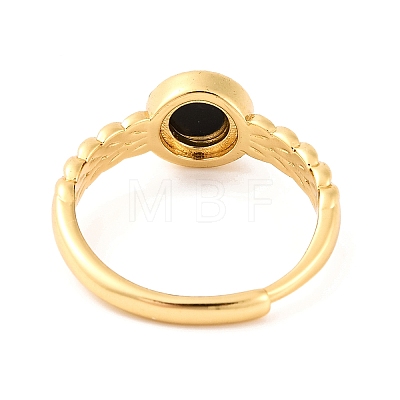 Round Natural Black Onyx Adjustable Rings RJEW-Q817-03G-08-1