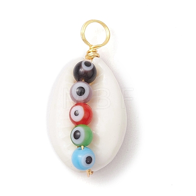 Natural Cowrie Shell Pendants PALLOY-JF02663-1