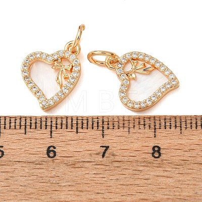 Brass Micro Pave Clear Cubic Zirconia with Shell Charms CU-CBAEC99-21G-1