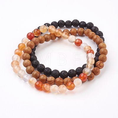 Natural Mixed Stone Stretch Bracelets BJEW-JB03600-1