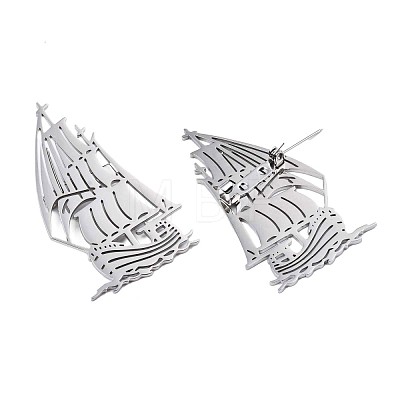 201 Stainless Steel Boat Lapel Pin JEWB-N007-123P-1