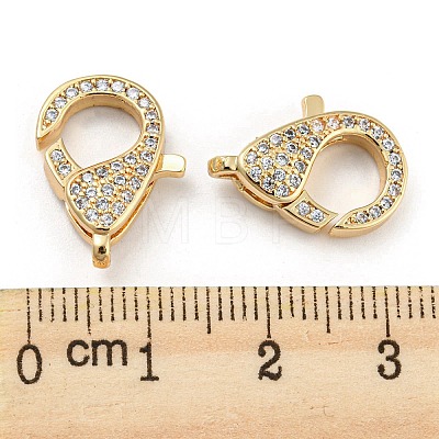 Brass Micro Pave Clear Cubic Zirconia Lobster Claw Clasps KK-Q789-03G-1