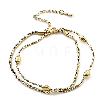 304 Stainless Steel Rope Chain Bracelets BJEW-R003-04G-01-1