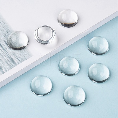 Transparent Half Round Glass Cabochons X-GGLA-R027-25mm-1