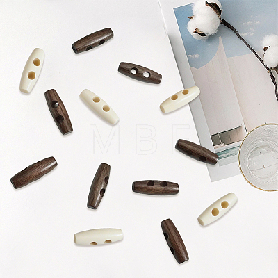 40Pcs 2 Colors Natural Wood Buttons FIND-GF0009-92-1
