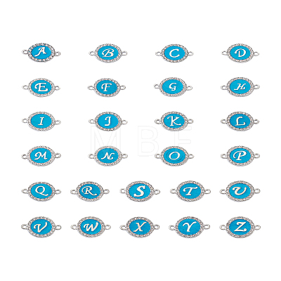 26 Letters Alloy Enamel Links Connectors ENAM-TA0002-19B-1