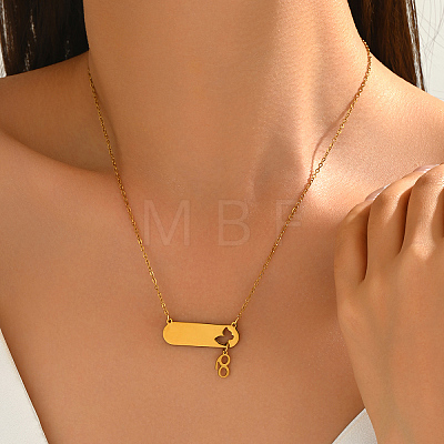 201 Stainless Steel Oval Tag Hollow Butterfly Infinity Symbol Pendant Necklaces for Women KK1320-1