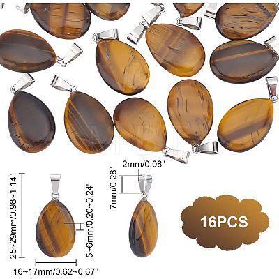 Unicraftale 16Pcs Natural Tiger Eye Pendants G-UN0001-05-1