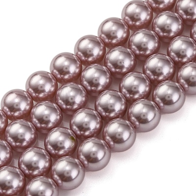 Baking Painted Pearlized Glass Pearl Round Bead Strands PEAR-H019-02C-03-1