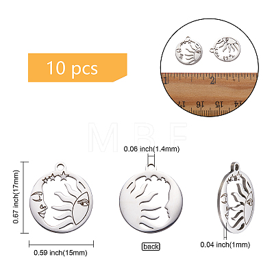 201 Stainless Steel Pendants STAS-CJC0007-04-1