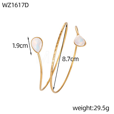 304 Stainless Steel & Synthetic Opal Upper Arm Cuff WG5E2A7-02-1