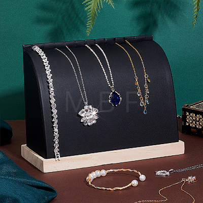 Wood Slant Back Necklaces Storage Rack NDIS-WH0001-16D-1