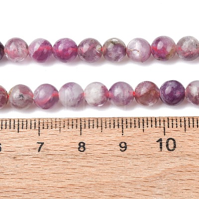 Natural Lepidolite/Purple Mica Stone Beads Strands G-B133-A01-6MM-1