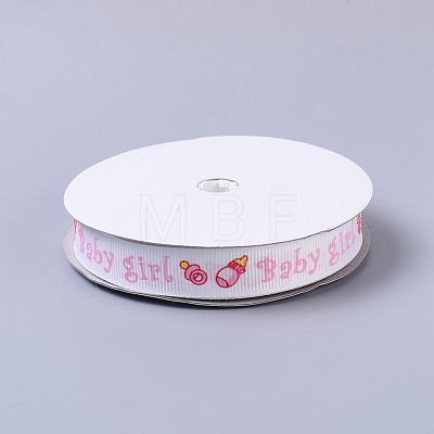 Baby Shower Ornaments Decorations Word Baby Girl Printed Polyester Grosgrain Ribbons OCOR-S023-02-1