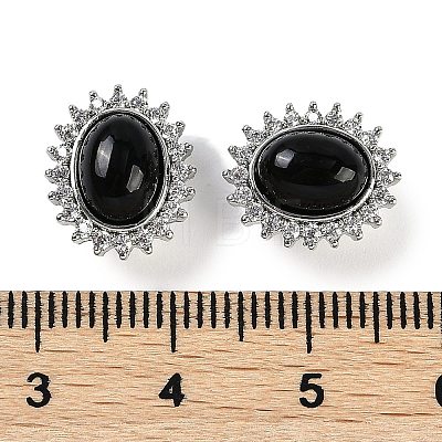 Natural Obsidian Sew on Rhinestone KK-P283-02A-P-1