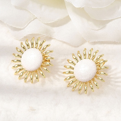 Sun Brass Stud Earrings EJEW-D352-02G-03-1