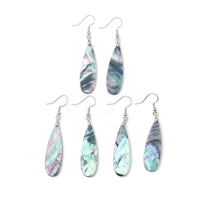 Brass Abalone Shell Dangle Earrings EJEW-C161-01A-1