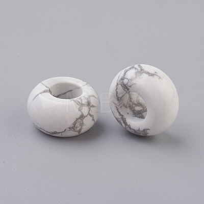 Natural Howlite European Beads X-G-G740-14x8mm-07-1