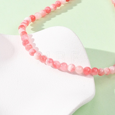 6MM Dyed Natural Green Jade Round Beaded Necklaces GG-CBAA808-04P-B-1
