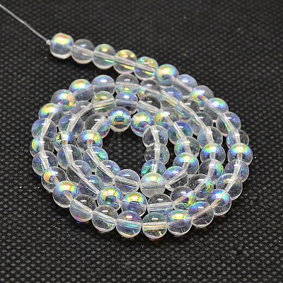 Imitate Austrian Crystal Electroplate Glass Round Bead Strands GLAA-F030-4mm-B01-1