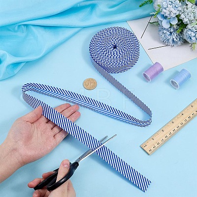 Polyester Stripe Pattern Ribbon OCOR-WH0078-541B-1