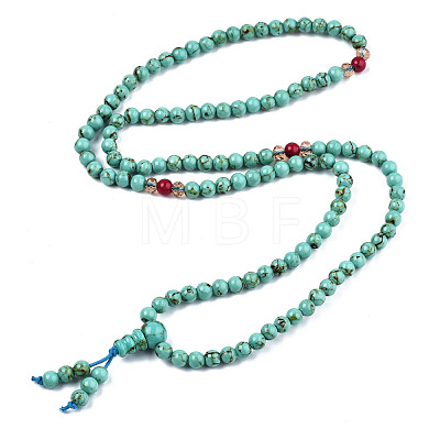 4-Loop Wrap Buddha Meditation Yellow Jade Beaded Bracelets BJEW-R040-6mm-11-1