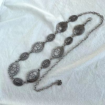 Tibetan Style Zinc Alloy & Iron Oval Link Chain Waist Belly Chains WGB4B33-01-1