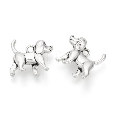 Tibetan Style Alloy Puppy Pendants TIBEP-Q076-065AS-RS-1