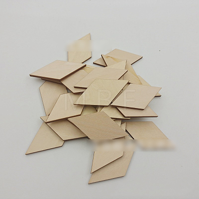 Unfinished Wood Rhombus Shape Discs Slices WOCR-PW0001-005B-1