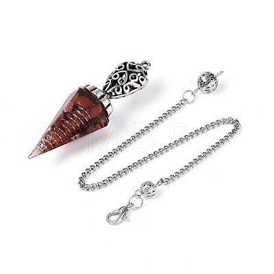 Natural Red Jasper Chip & Epoxy Resin Dowsing Pendulum Big Pendants AJEW-N004-01G-1