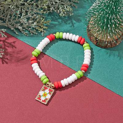 Handmade Polymer Clay Bead Stretch Bracelets for Women BJEW-MZ00042-02-1
