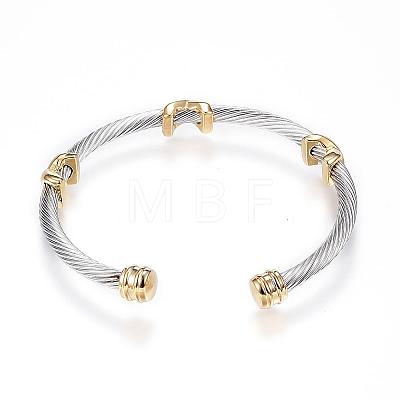 316 Surgical Stainless Steel Torque Cuff Bangles BJEW-D437-A10-1