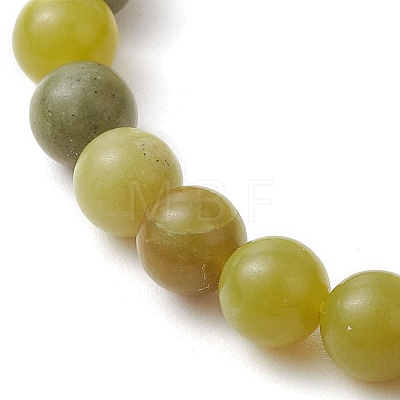 Natural Chinese Jade Round Bead Stretch Bracelets for Women Men BJEW-TA00599-1