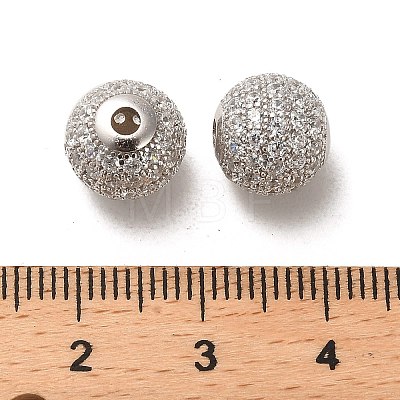 Rhodium Plated 925 Sterling Silver Micro Pave Cubic Zirconia Beads STER-H110-24C-01P-1