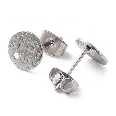 Non-Tarnish 201 Stainless Steel Flat Round Stud Earring Findings STAS-K259-18B-P-1