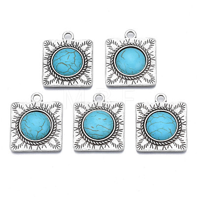 Synthetic Turquoise Pendants PALLOY-N157-027-1