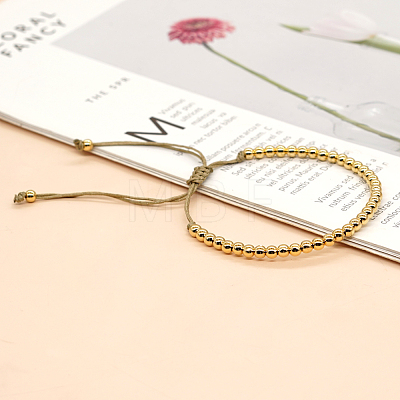 Adjustable Brass Round Braided Bead Bracelets for Women MI8325-1