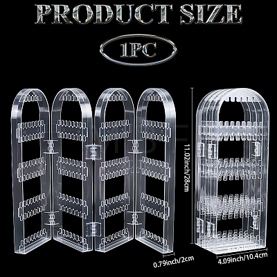 PS Plastic Earring Display Folding Screen Stands with 4 Folding Panels ODIS-WH0043-142A-02-1