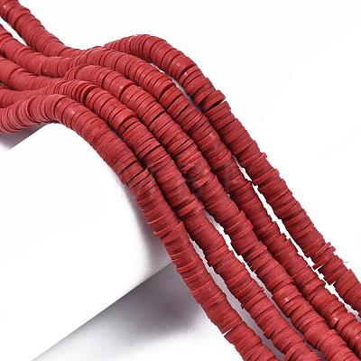 Handmade Polymer Clay Beads Strands CLAY-R089-6mm-036-1