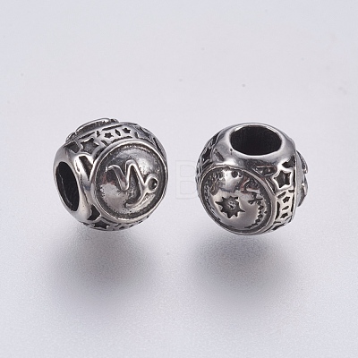 316 Surgical Stainless Steel European Beads STAS-F195-128P-02-1