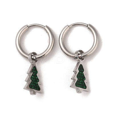 3 Pairs 3 Styles Christmas 304 Stainless Steel Hoop & Studs Earrings Set for Women EJEW-K279-11B-P-1