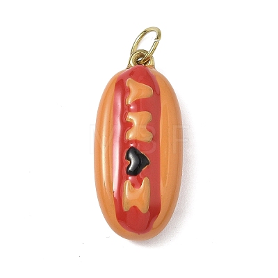 304 Stainless Steel Hot Dog Shape Enamel Pendants ENAM-I086-01-1