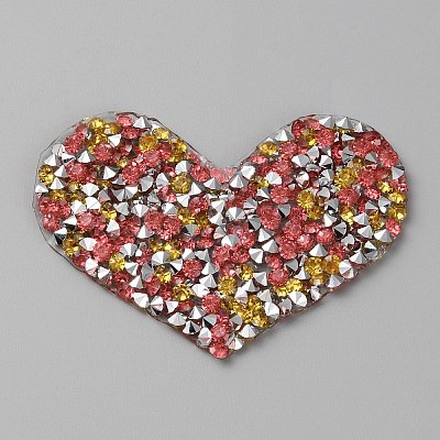 Heart Hotfix Rhinestone Appliques PATC-WH0008-51E-1